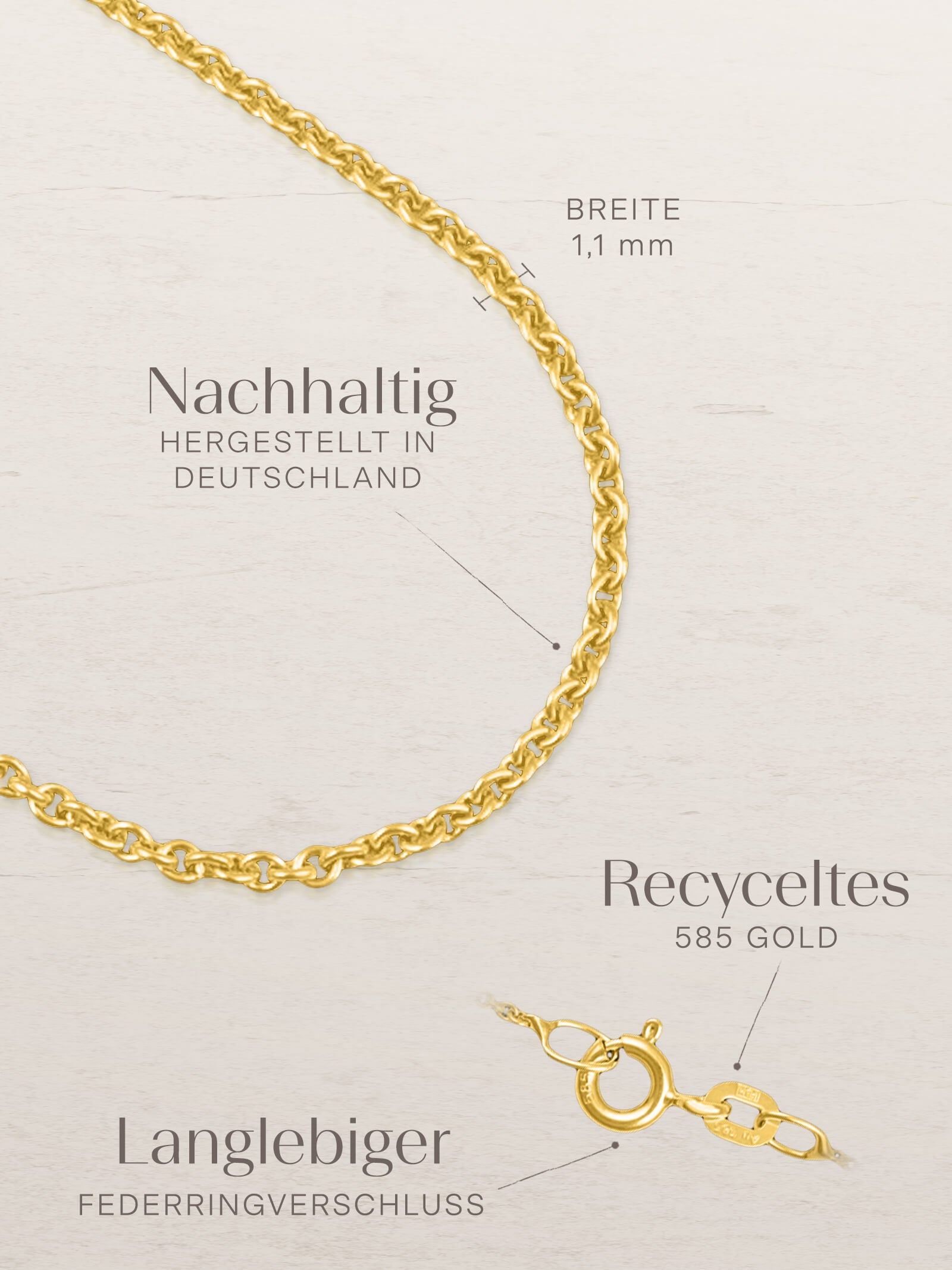 Ankerkette ZART aus 585er Gold (14 Karat)
