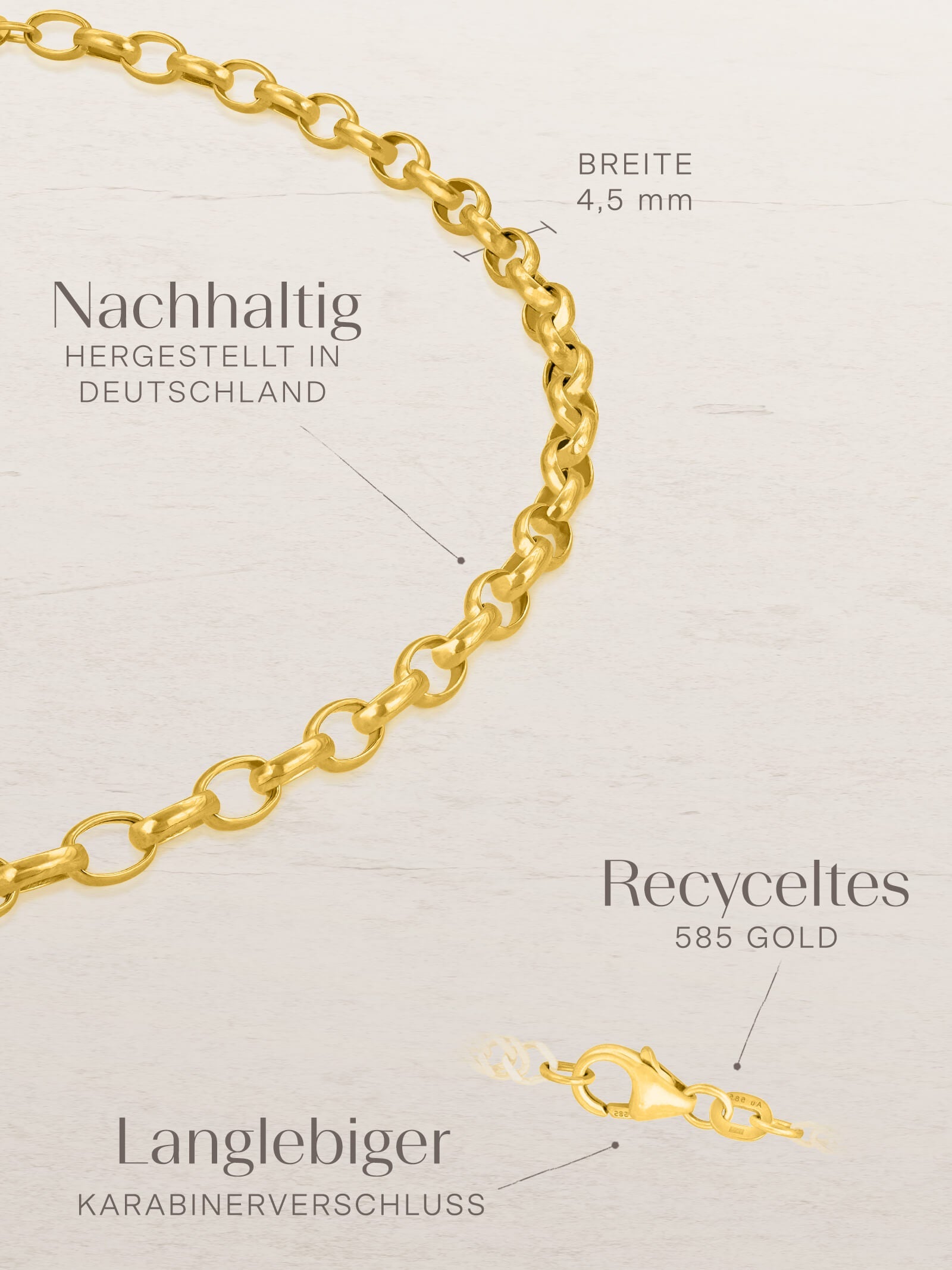 Armband Erbskette TENDER Modern aus 585 Gold (14 Karat)