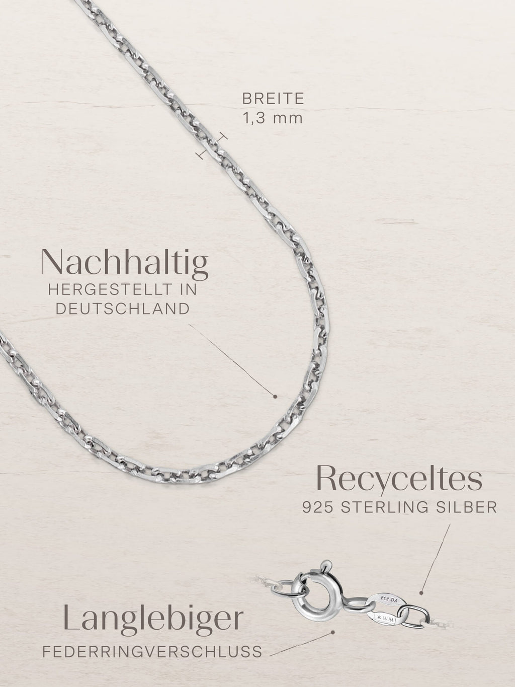 Anchor chain DELICATE Thin Silver Diamond cut