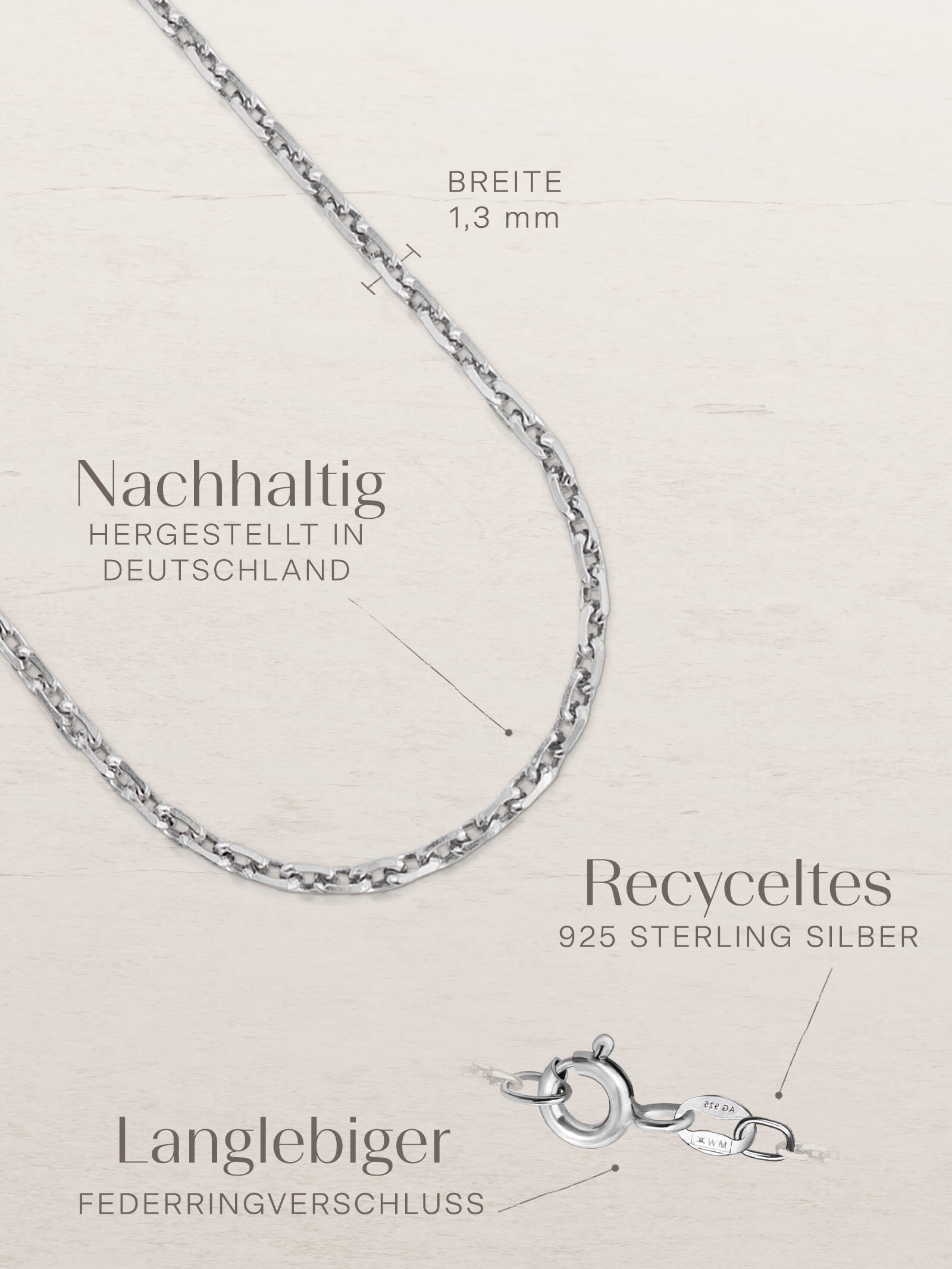 Anchor chain DELICATE Thin Silver Diamond cut